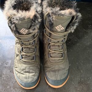 Columbia Women's Quilted Winter Boots - Olive and Tan
